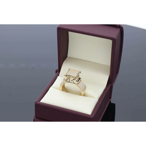 14 Karat Gold & Cz Square Hearts Princess Ring