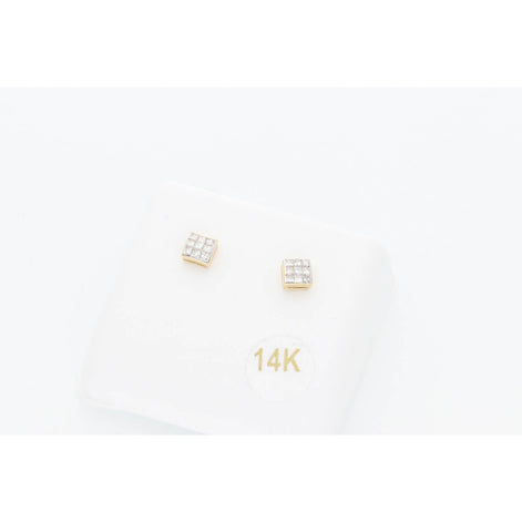 14 Karat Gold 1\4ctw Diamond Square Invisible Earring