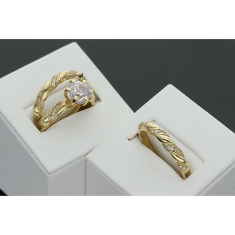 14K Cz Turned Wedd Trio Set Ring