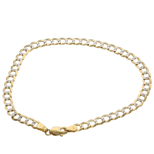 10K Gold Cuban Curb Link Pave Bracelet with lobster lock on a white background.