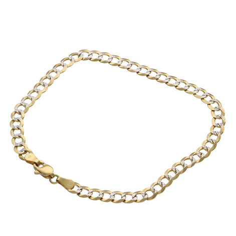 10K Gold Cuban Curb Link Pave Bracelet with lobster lock on a white background.