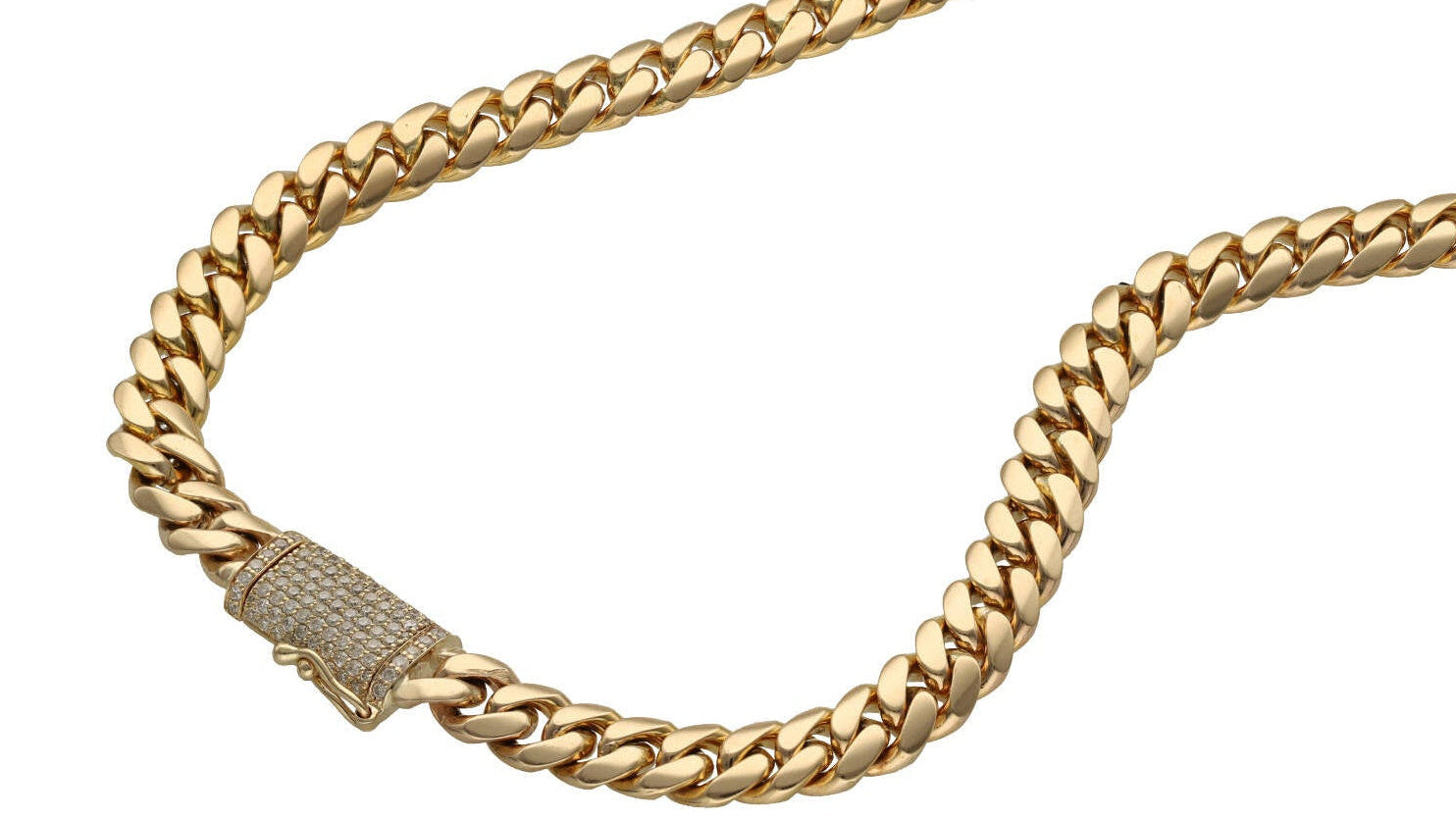 Diamond Miami Cuban Link Choker One of the favorite women's choker. Featuring a Natural Diamond Coffin Lock and 7mm width.