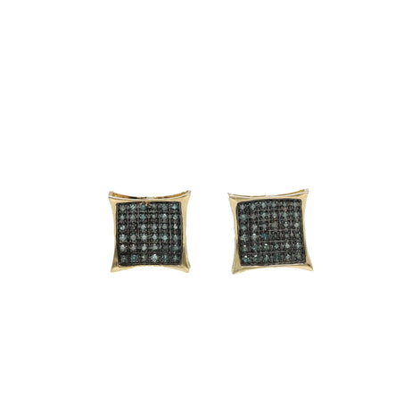 A pair of Men's 10K gold black diamond stud earrings 0.25 CTW with screwback posts
