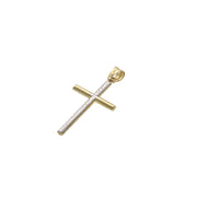 Small 10K gold cross pendant showing diamond-cut detail and yellow gold