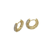 Luxury 10K gold hoop earrings with natural diamond maze pattern showing 12.6mm diameter size
