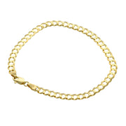 10K yellow gold Italian curb gold cuban 5MM bracelet with lobster clasp on white background with the 10k Stamp.