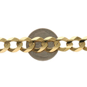 10K Gold Italian Curb Chain 10mm width on a 25 Cent coin to have a size reference. 