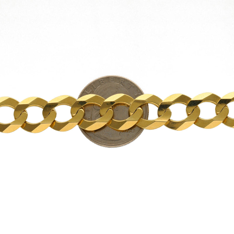 10K Gold Italian Curb Chain 10mm width on a 25 Cent coin to have a size reference. 