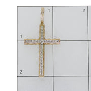 Measurement grid showing dimensions of 10K gold diamond cross pendant 50mm height and 26mm width