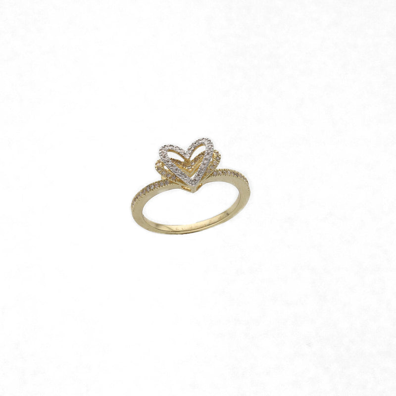 10K Gold Diamond Heart Promise Ring 0.18 CTW on white background