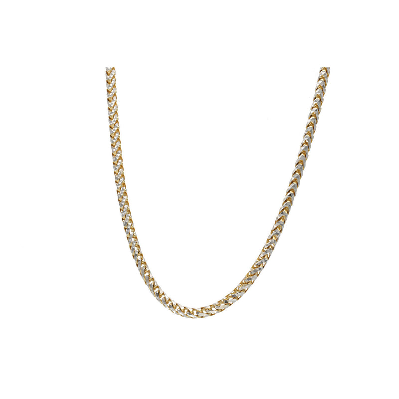 Authentic 10K two tone gold round Franco chain 4mm isolated on white background | Veka Jewelry