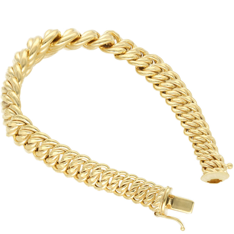 Detailed view of the secure box lock clasp on a 7.5 inch 10K yellow gold princess link bracelet.