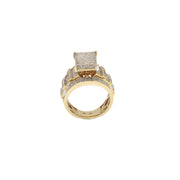 A view showing the full circular band of the 10K yellow gold ring, displaying the interior finish and the scale of the diamond-encrusted top.