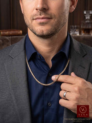 Men wearing 10K two tone gold 4mm Franco rondo necklace diamond cut finish | Veka Jewelry
