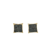 A pair of Men's 10K gold black diamond stud earrings 0.25 CTW with screwback posts