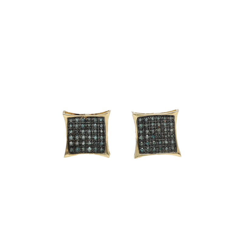 A pair of Men's 10K gold black diamond stud earrings 0.25 CTW with screwback posts