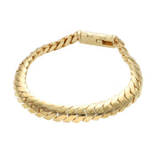 Side view of 10mm Solid Miami Cuban Double Link Marquise Bracelet, 10K Gold