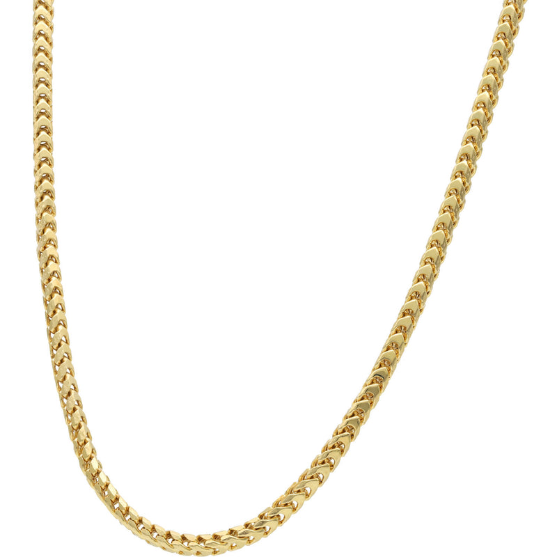 Real 10K yellow gold Franco chain link necklace shown on clean white background