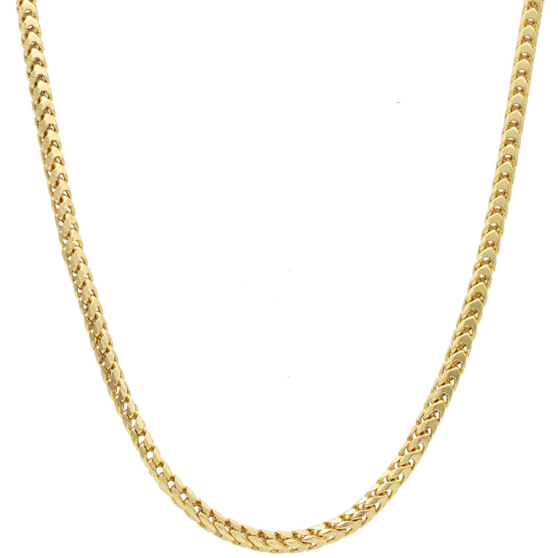 Authentic 10 karat yellow gold hollow Franco chain necklace craftsmanship and link pattern