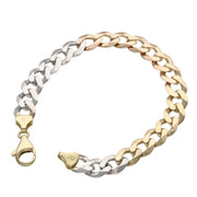 3 Tone Real Gold Flat Cuban Corte Brillo Bracelet 