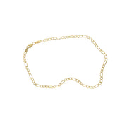 A 10K yellow gold Figaro anklet bracelet with a lobster clasp closure.