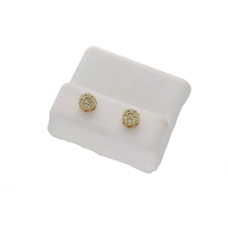 10K Gold Diamond Flower Stud Earrings 0.36ctw Clover Design Unisex Jewelry