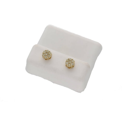 10K Gold Diamond Flower Stud Earrings 0.36ctw Clover Design Unisex Jewelry