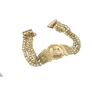 10k Real Gold Valentino Plain Gold Three Row bracelet with secure clasp gold.