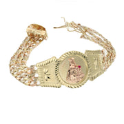  10k Real Gold Valentino bracelet tri color and with Santa Barabara in rose gold centered in the tag.