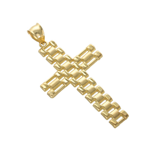 10K yellow gold watchlink cross pendant