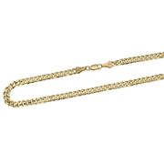 14k Solid Real gold Italian tight Curb Chain with lobster lock in a white background.