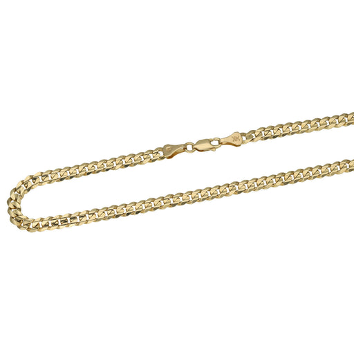 14k Solid Real gold Italian tight Curb Chain with lobster lock in a white background.