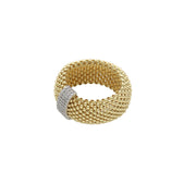 14 Karat Gold & Cz Line Popcorn Ring from a Top View angle.