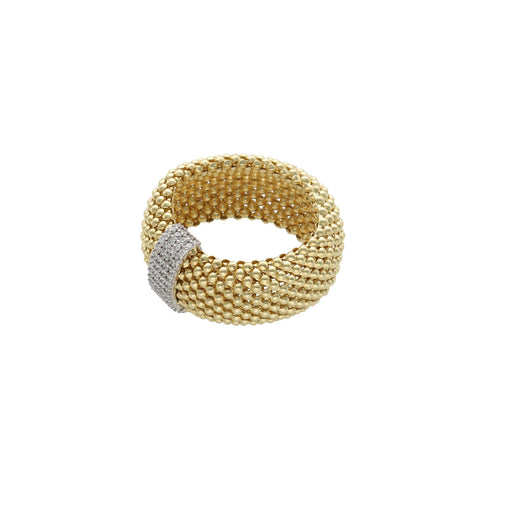 14 Karat Gold & Cz Line Popcorn Ring from a Top View angle.