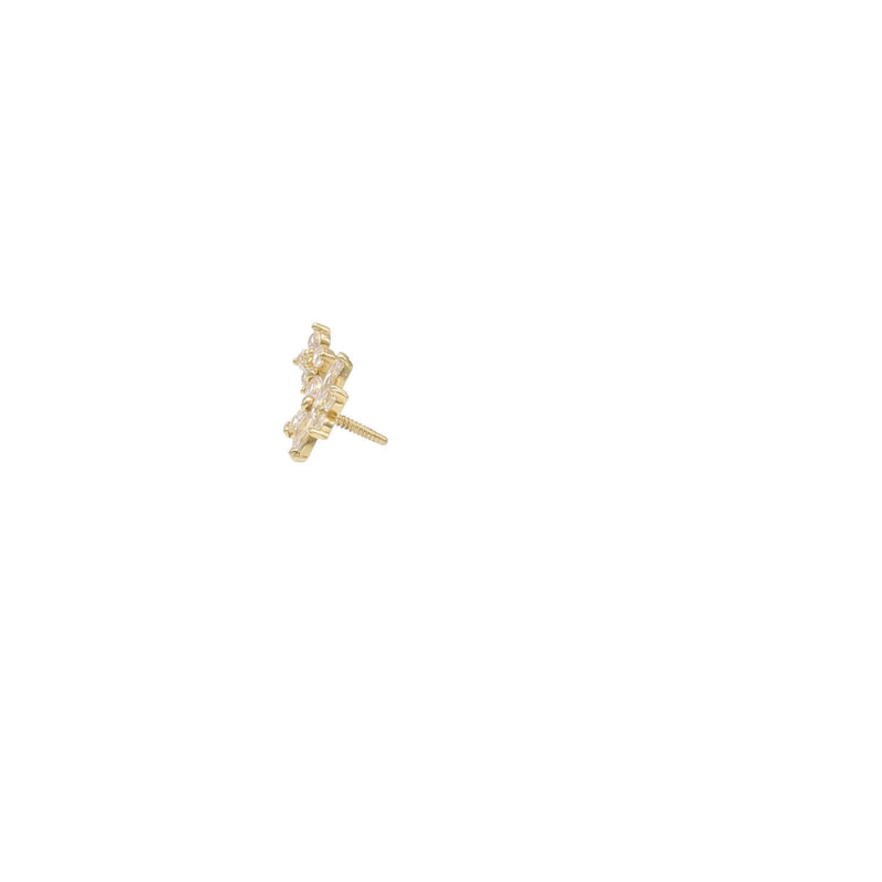 Side Picture of a 14K Gold Floral Cartilage Earring on a white background