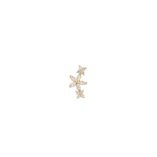14K Gold Floral Cartilage Earring on a white background