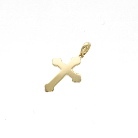 14K yellow gold small cross pendant delicate dainty design for kids.