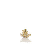 14 Karat Gold Cz Branch Cartilage Piercing with the internally threaded flat bacj 
