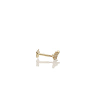 A profile angle on the 14 Karat Gold Cz Branch Cartilage Piercing where the threaded is noticeable and the flat back end on a white background.