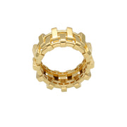 Bold 14 Karat Gold woven band ring, featuring an intricate and unique 2025 Jewelry Design, set against a white background - Shop where the best price jewelry is VEKA JEWELRY