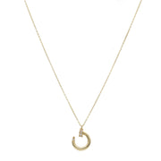 A 14 karat gold rolo necklace with a Nail Shape Pendant adorned with cubic zirconium stones.