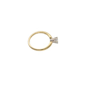 14k yellow gold diamond ring showing the smooth interior of the polished band, side view