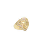 Side profile of a gold lion ring showing the 11.3g solid gold band and detailed animal design.