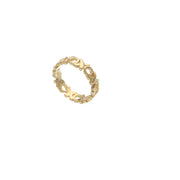 Single 14k yellow gold XOXO eternity band featuring a high-polish solid gold finish.