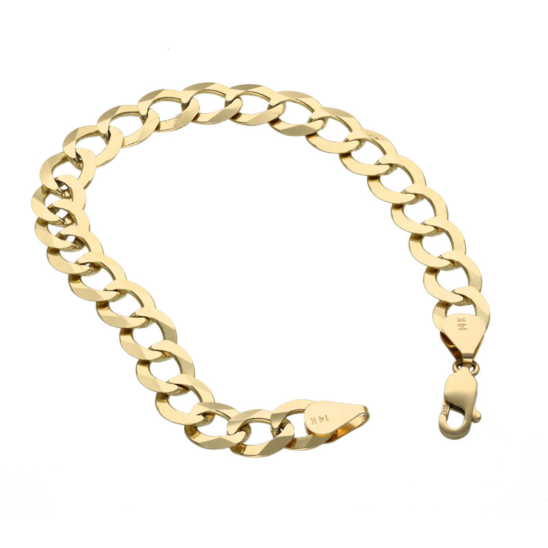 A 7mm width 14K Gold flat Cuban or curb Link bracelet with the 14k stamp.