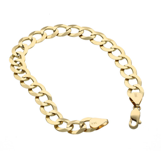 A 7mm width 14K Gold flat Cuban or curb Link bracelet with the 14k stamp.