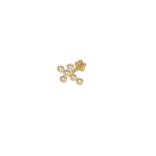 Gold Bezel cartilage Cross Piercing