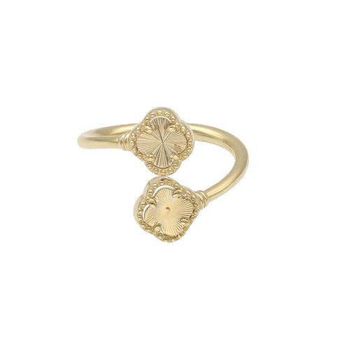 Close up of a 14k Gold Double Clover Band for Women