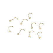 Gold earring hooks with heart-shaped ends on a white background
