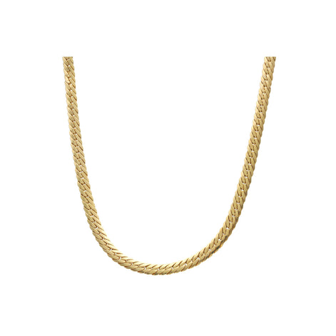A 14 karat gold Italian Miami Cuban link chain necklace with a lobster lock, displayed against a white background.